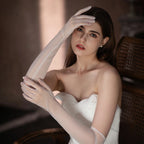 Gants de mariée élégants en tulle doux pour femmes