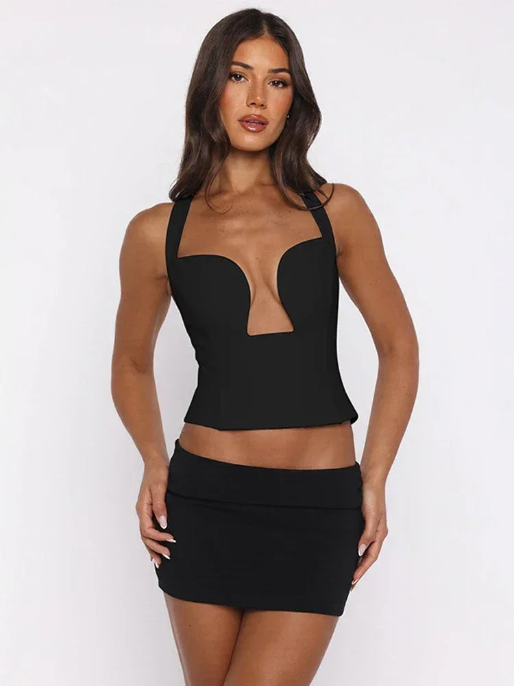 Haut dos nu élégant et sexy à lacets pour femmes