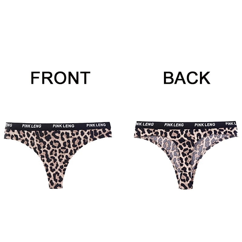 String tanga sans couture imprimé léopard pour femmes