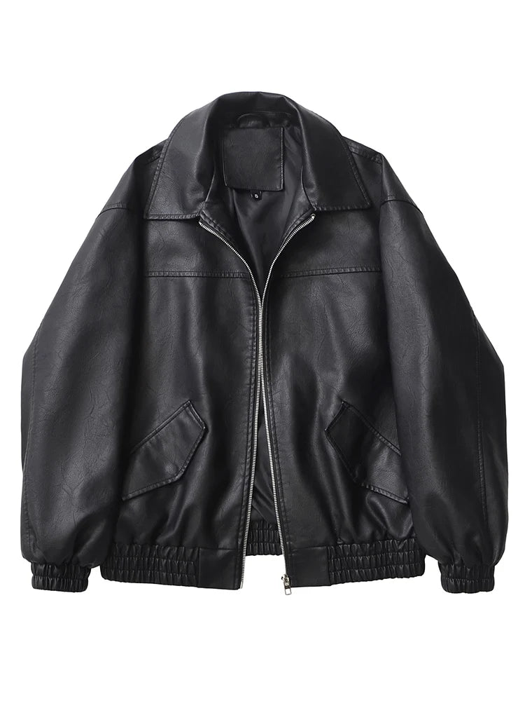 Veste vintage en faux cuir pour femmes