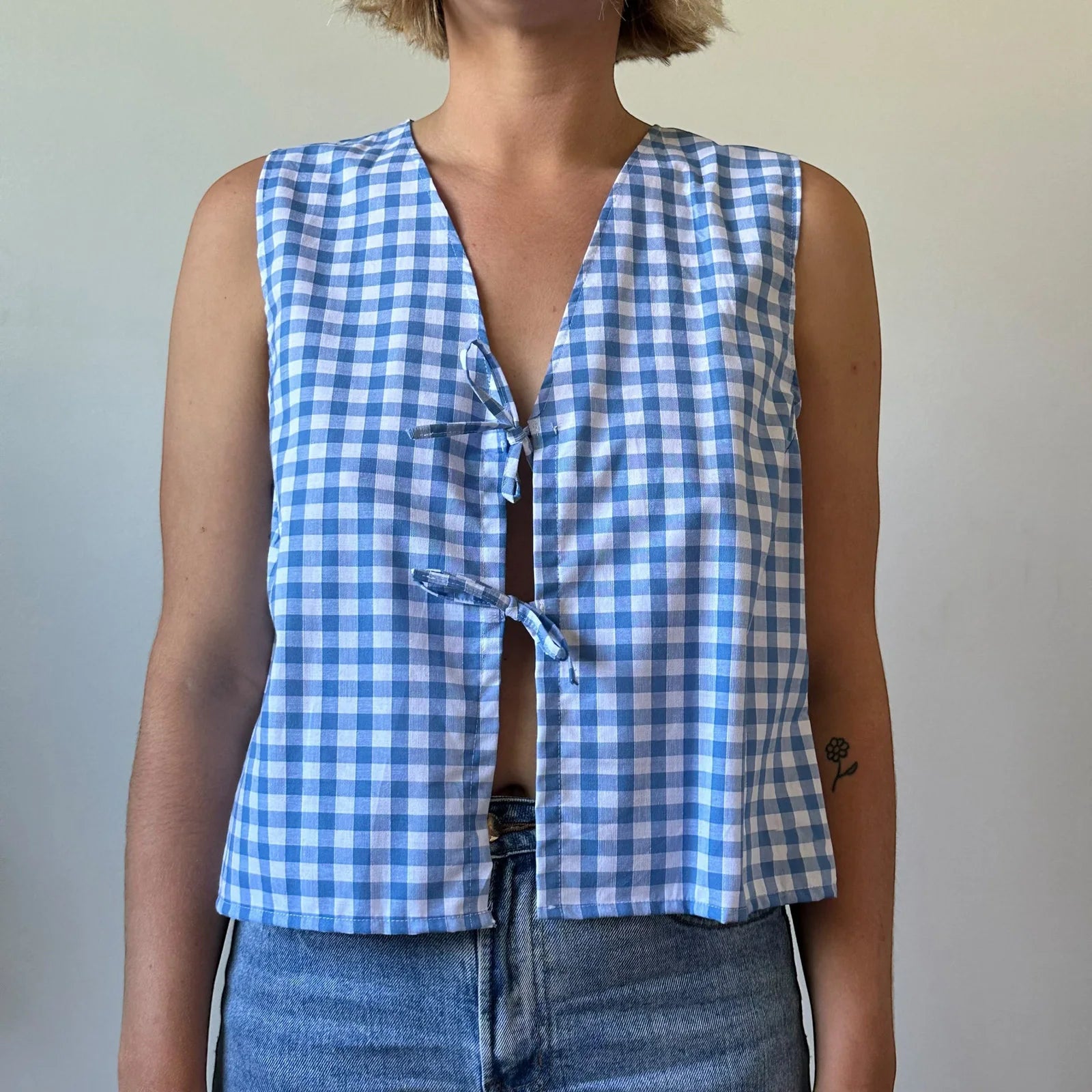 Débardeur à nouer devant style cottage français pour femmes
