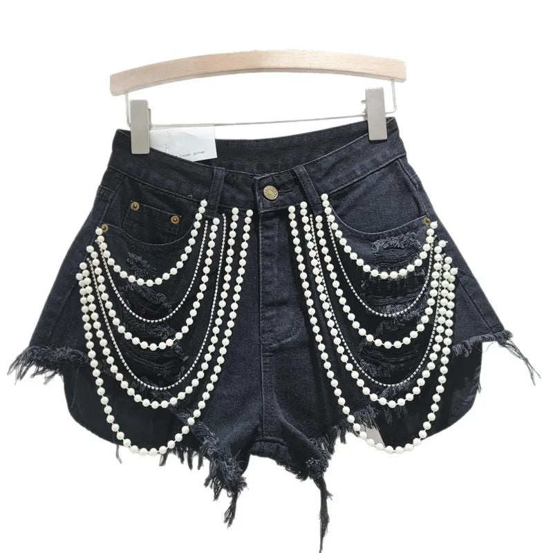Short en jean taille haute pour femmes