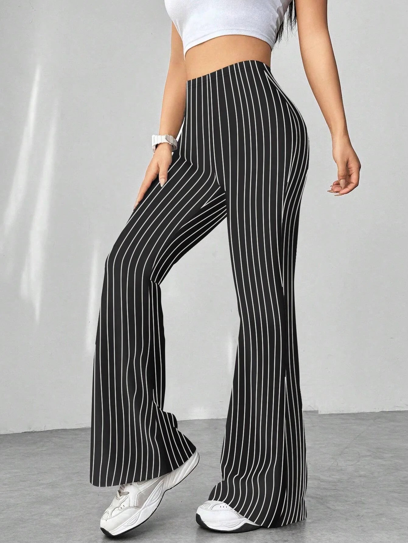 Pantalon évasé pied-de-poule pour femmes