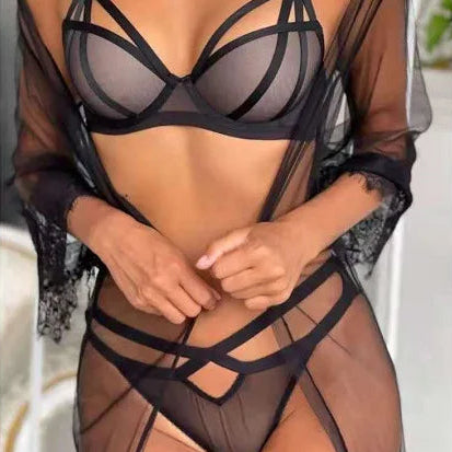 Ensembles soutien-gorge push-up creux et culotte en dentelle pour femmes