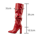 Bottes hautes en cuir verni pour femmes