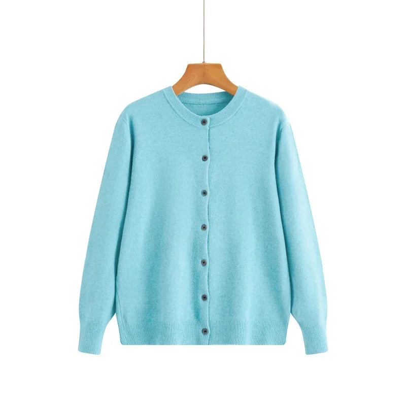 Cardigan tricoté à col rond pour femmes