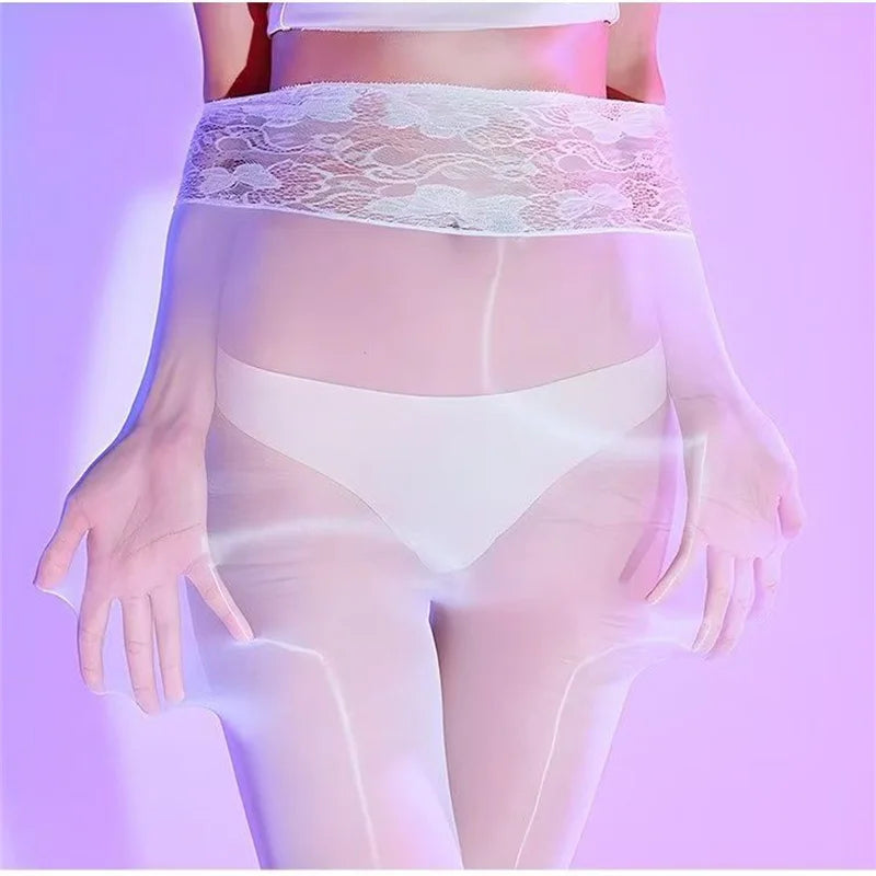 Bas sexy en dentelle taille haute pour femmes