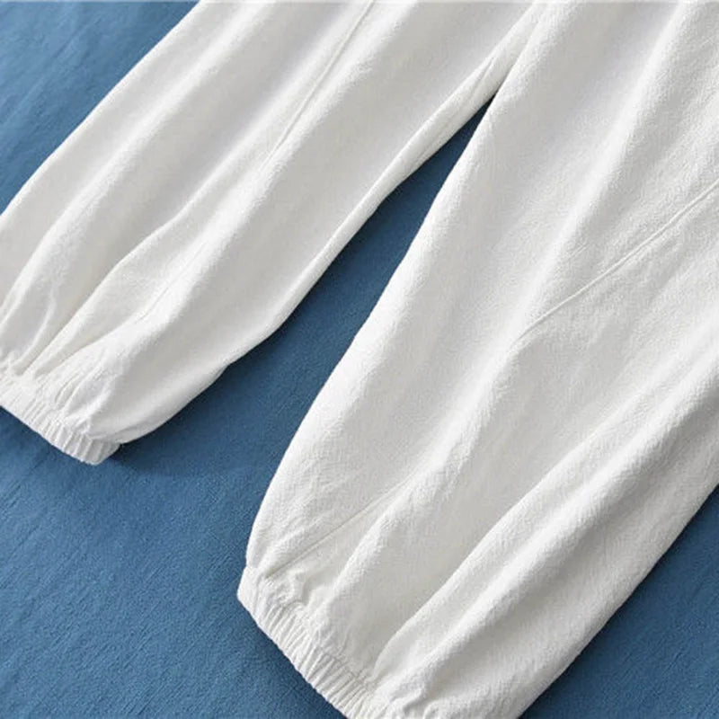 Pantalon en coton et lin pour femmes