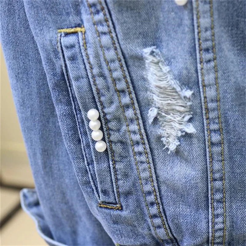 Veste en jean brodée pour femmes