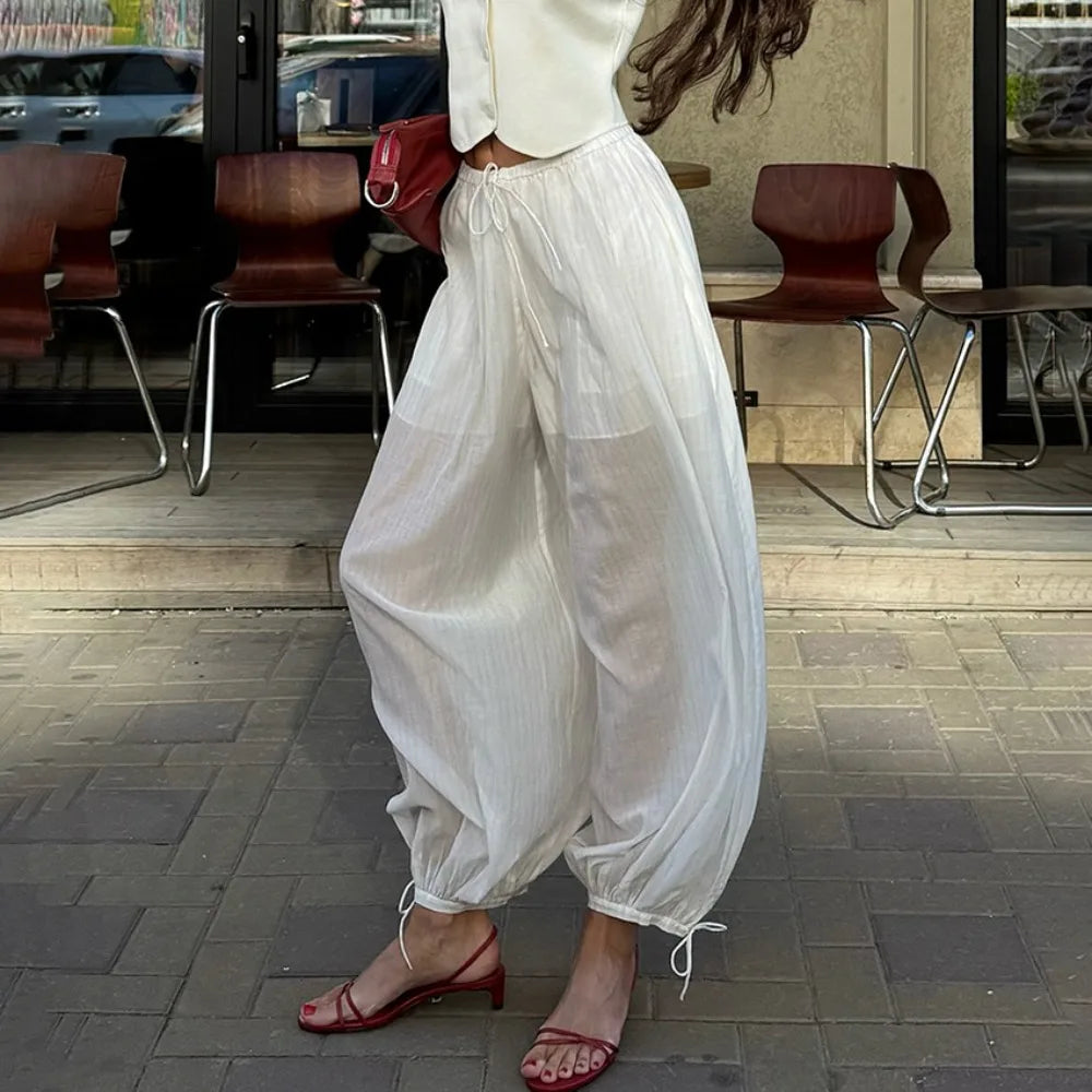Pantalon décontracté mi-taille pour femmes