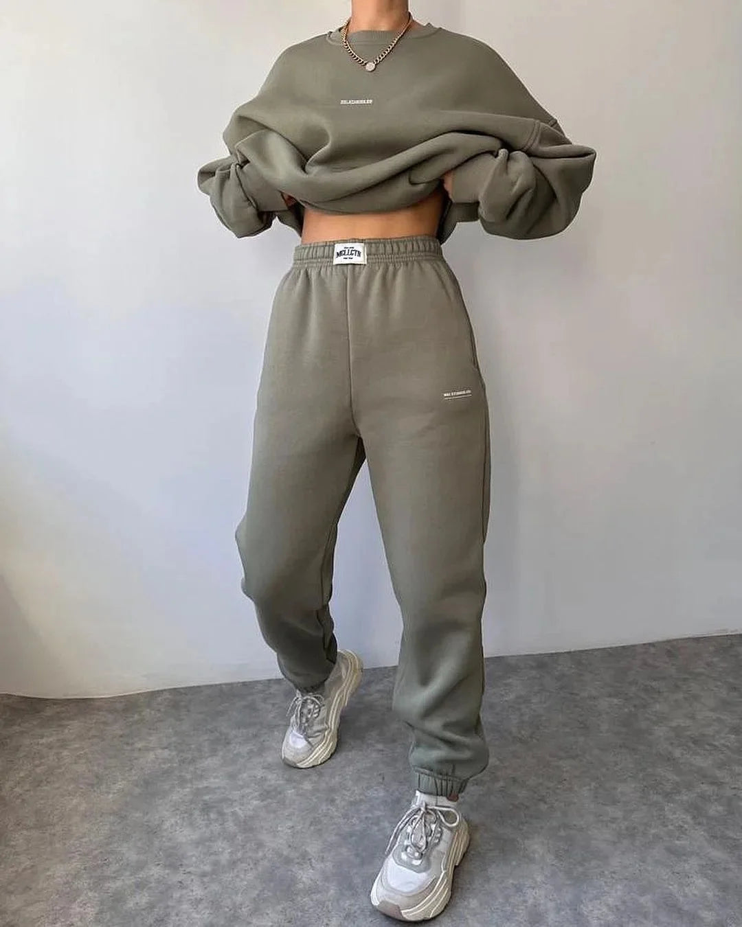 Ensemble deux pièces décontracté, sweat-shirt à manches longues et col rond, pantalon pour femmes