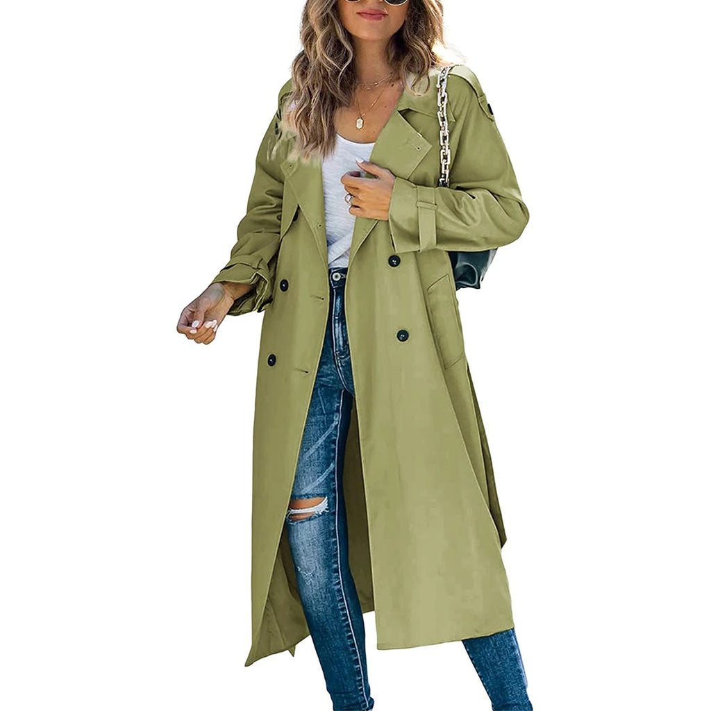 Manteau coupe-vent à double boutonnage pour femmes