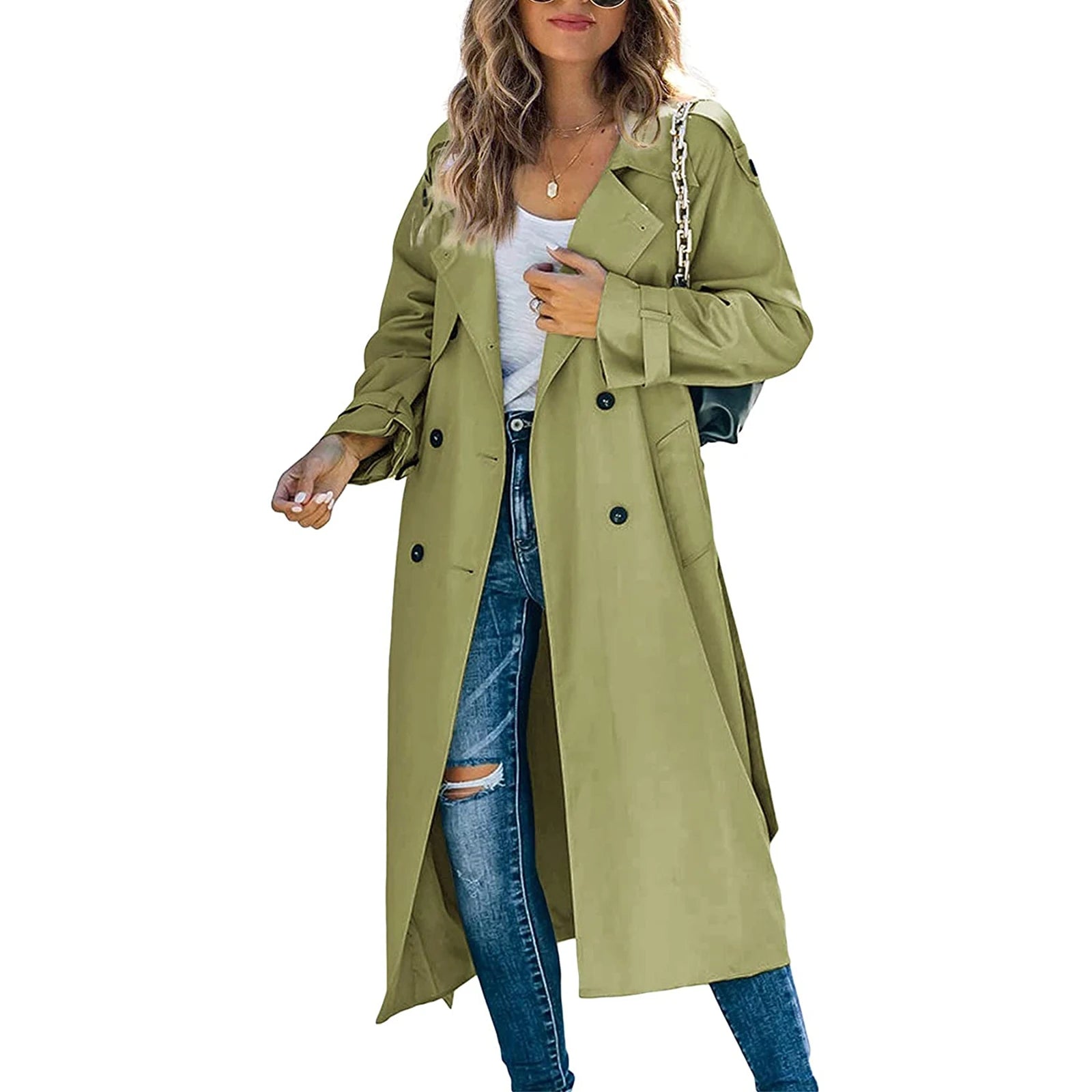 Manteau coupe-vent à double boutonnage pour femmes