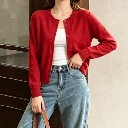 Cardigan Court en Maille Femme – Coupe Ample et Unie