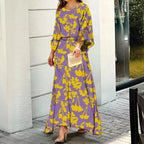 Ensemble robe longue imprimée et bustier à manches longues et taille haute pour femmes
