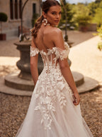 Robe de mariée longue en dentelle à paillettes pour femmes