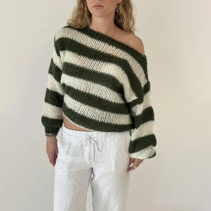 Pull Rayé Vintage Femme – Maille et Col Rond