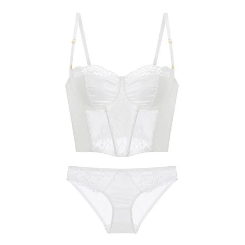 Ensemble de soutien-gorge Push Up en dentelle et culotte assortie pour femmes
