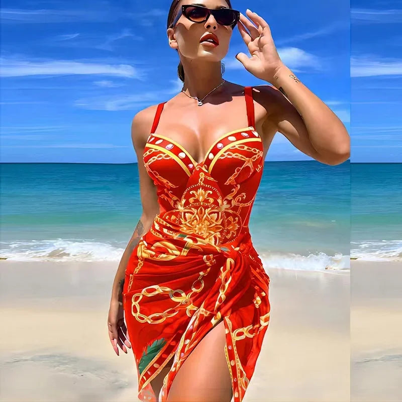 Maillot de bain deux pièces Push Up imprimé fleuri femmes