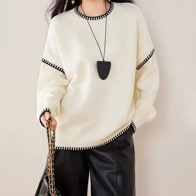 Pull décontracté à col rond tendance pour femmes