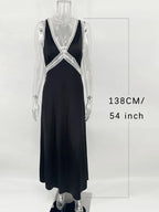 Robe longue en dentelle à col en V pour femmes