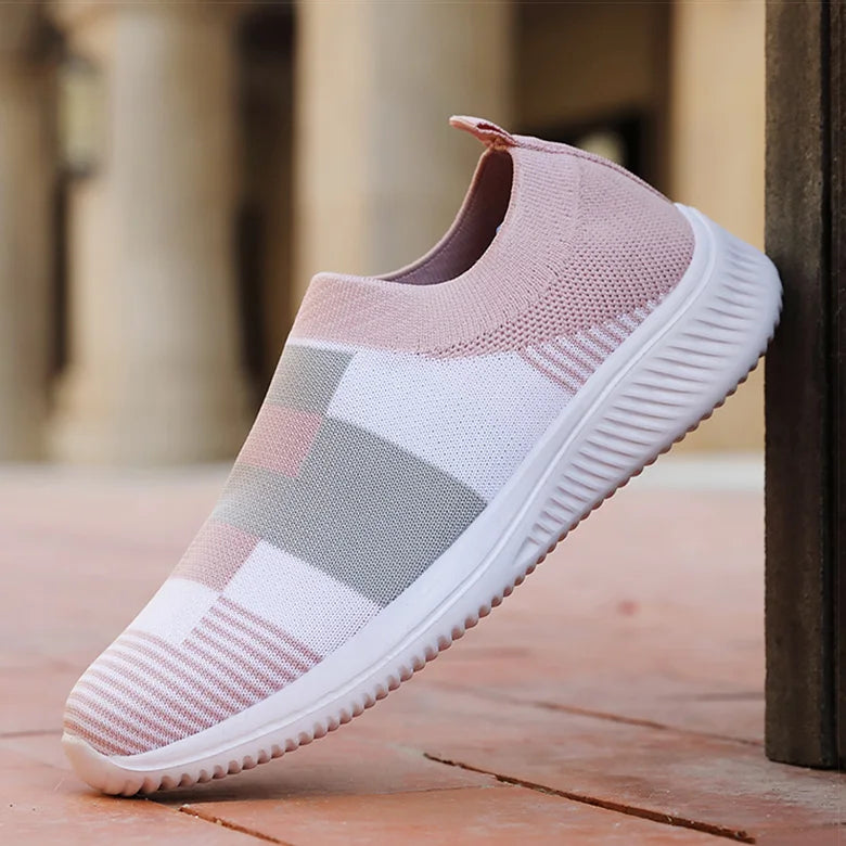 Baskets plates tricotées avec un mélange de couleurs pour femmes