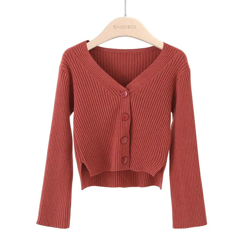 Cardigan court à boutons pour femmes