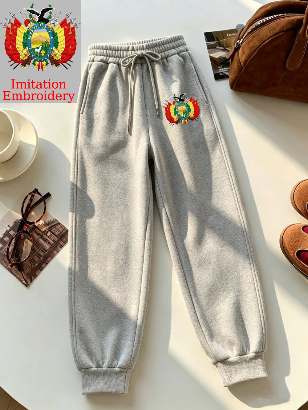 Pantalon de jogging imprimé de l'emblème de la Bolivie pour femmes