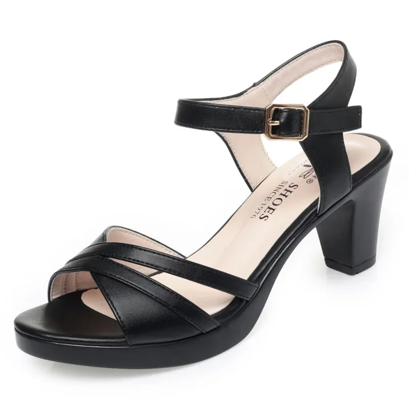 Sandales de mode en cuir talons pour femmes