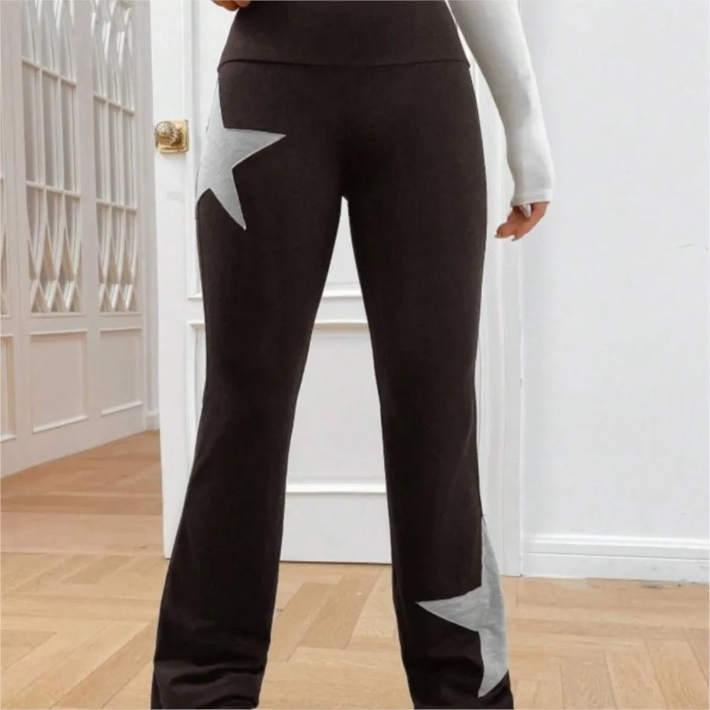 Pantalon long avec motif étoile pour femmes