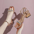 Sandales à talons moyens compensés avec biscuits pour femmes