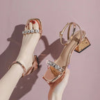Sandales à talons moyens compensés avec biscuits pour femmes