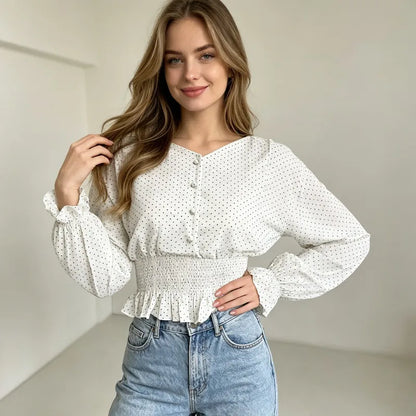 Chemise à Pois Femme – Style Chic Coréen