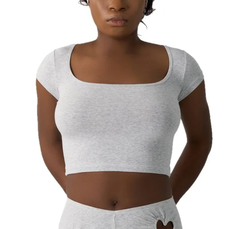 T-shirt en pur coton à col rond pour femmes