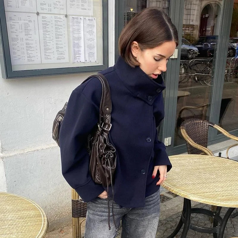 Manteau court en laine pour femmes