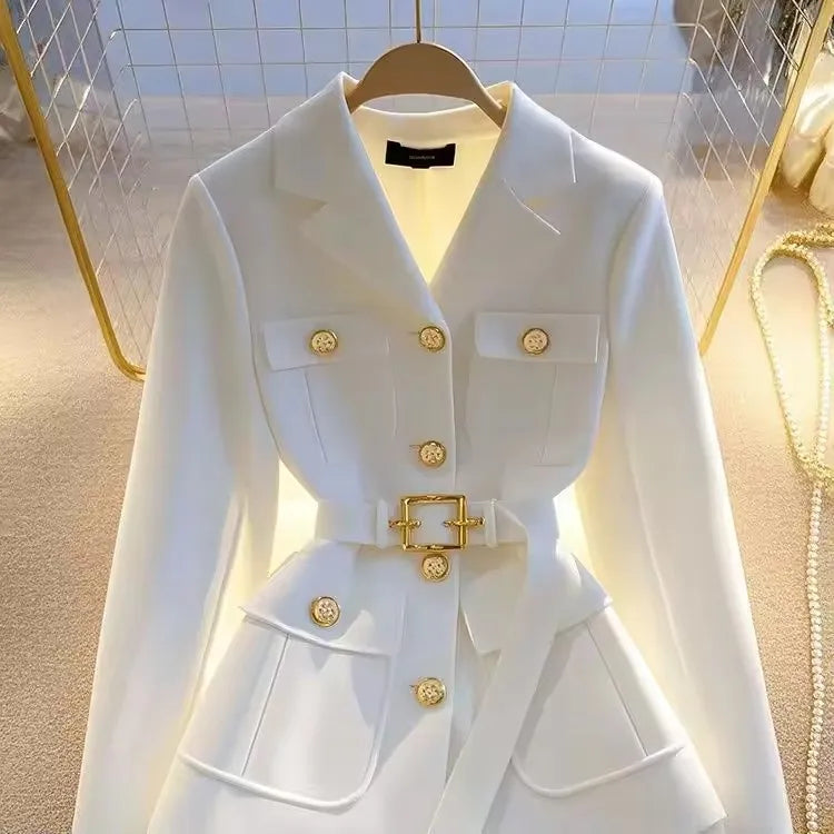 Veste boutons avec ceinture pour femmes