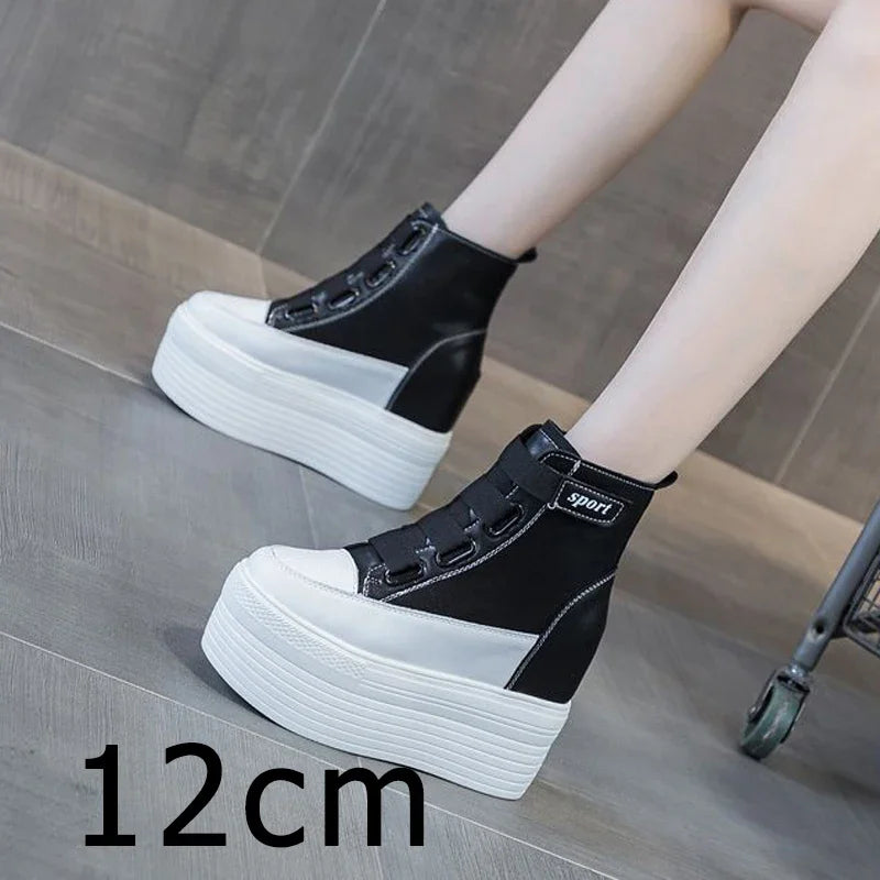 Bottines compensées en cuir PU pour femmes