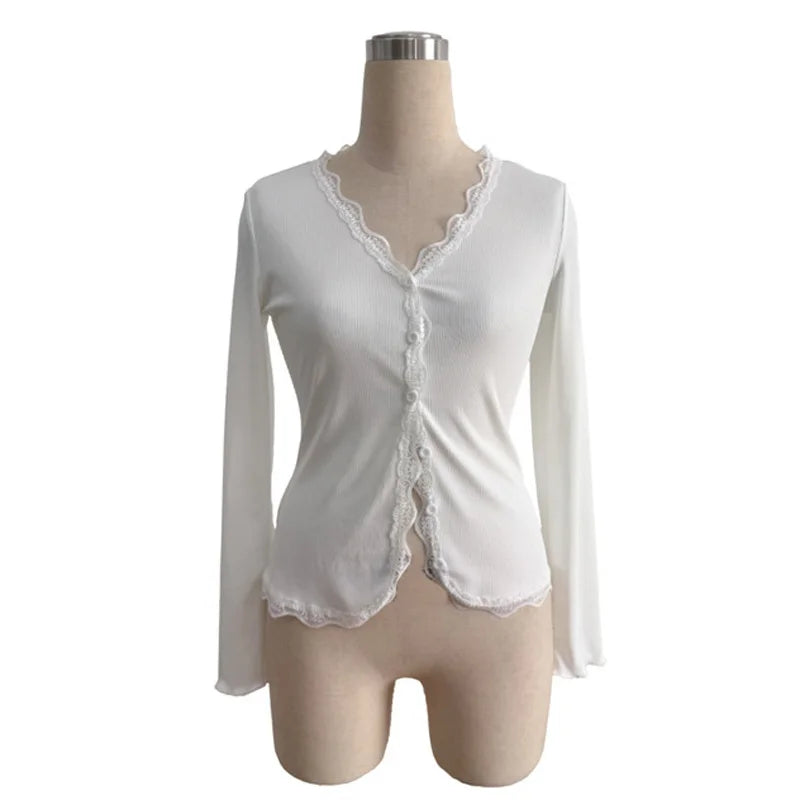 Cardigan décontracté tricots dentelle pour femmes