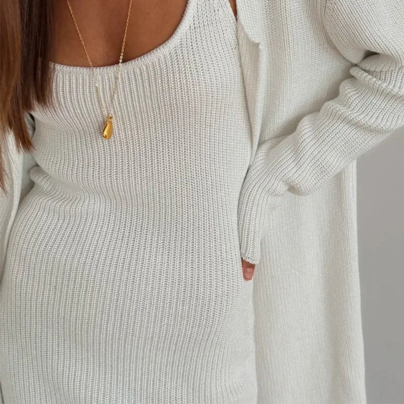 Ensemble 2 pièces mini-robe et cardigan à manches longues pour femmes