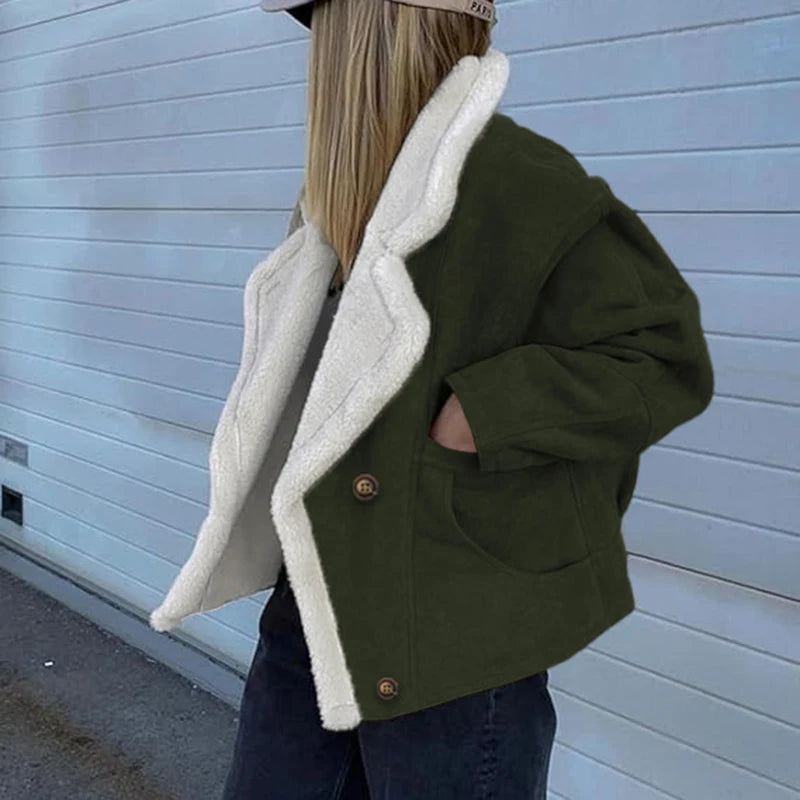 Veste Rétro Femme – Effet Laine d’Agneau et Patchwork