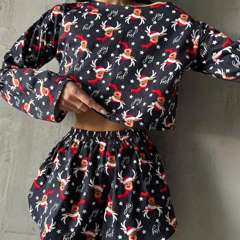 Ensemble détente femme 2 pièces à motifs de Noël