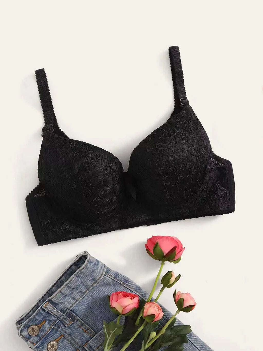 Soutien-gorge sexy en dentelle brodée pour femmes
