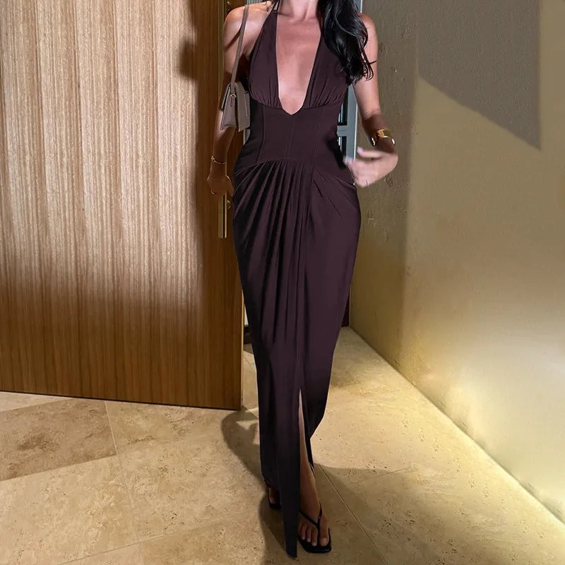 Robe de soirée sexy à décolleté plongeant pour femmes