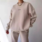 Ensemble deux pièces décontracté, sweat-shirt à manches longues et col rond, pantalon pour femmes