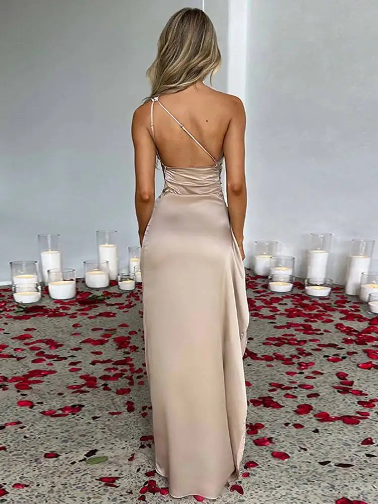 Robe longue en satin pour femmes