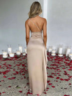 Robe longue en satin pour femmes