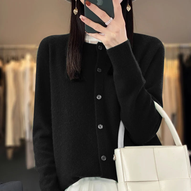 Cardigan ample 100% laine pure pour femmes