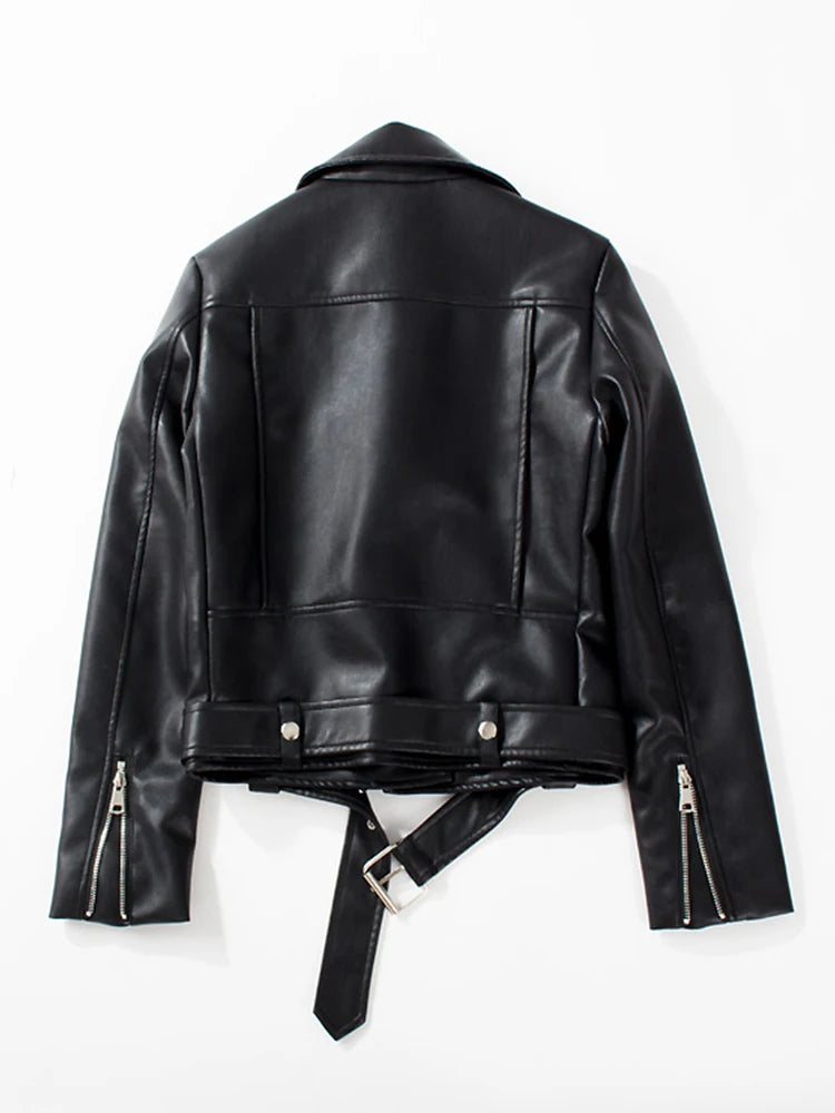 Veste en similicuir PU souple pour femmes