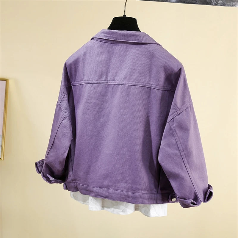 Vestes en jean violet pour femmes