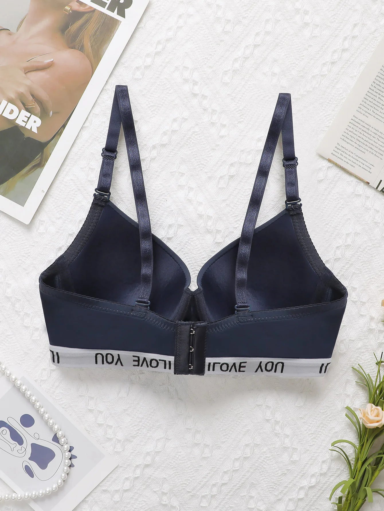 Soutien-gorge sexy brodé avec lettres pour femmes